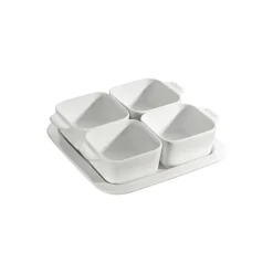 Set Aperitivo 19 x 19 cm Bianco Set di 5 in Ceramica