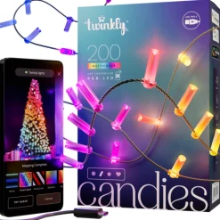 Twinkly CANDIES a Candela Luci di Natale Smart 200 Led RGB II Generazione Cavo Verde